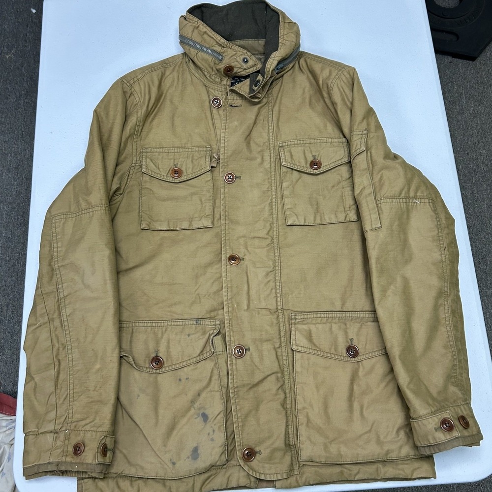 J.Crew Field Mechanics Jacket Mens S Tan Military Utility Multi Pocket NX-631